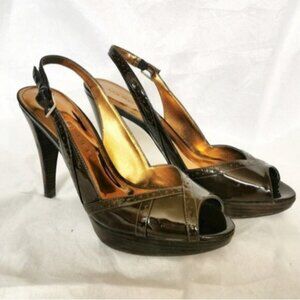 Marc Fisher Vendra brown patent leather heels